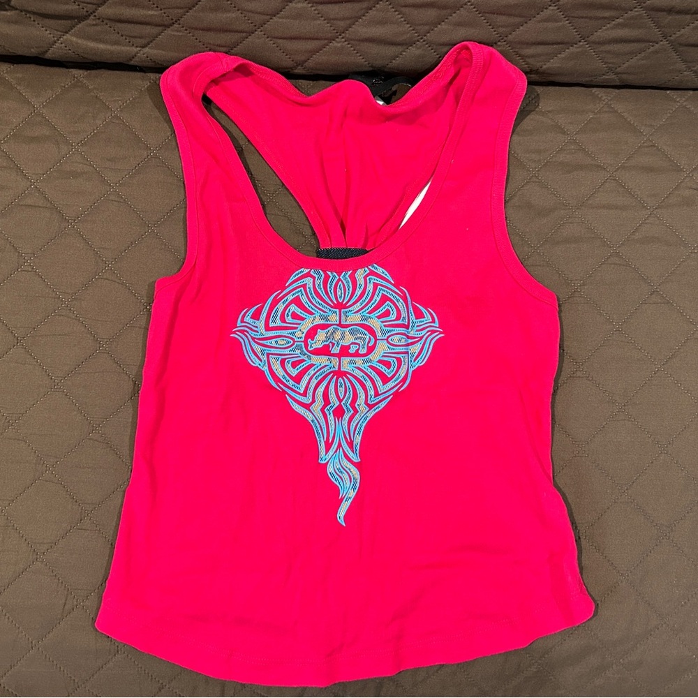 Hot Pink Ecko Red Sleeveless Top with Graphic Design